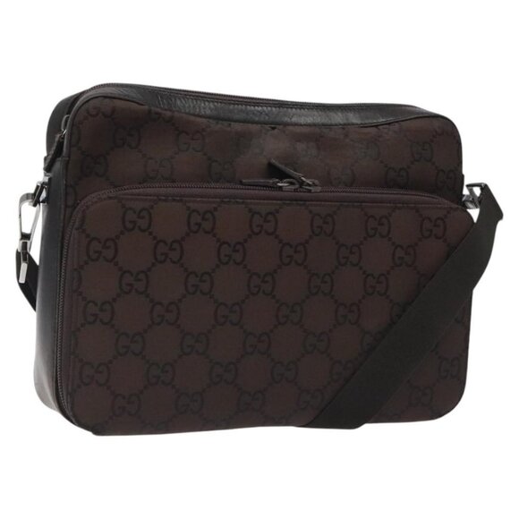 Authentic GUCCI GG Canvas Shoulder Bag Brown Silver 001 3294